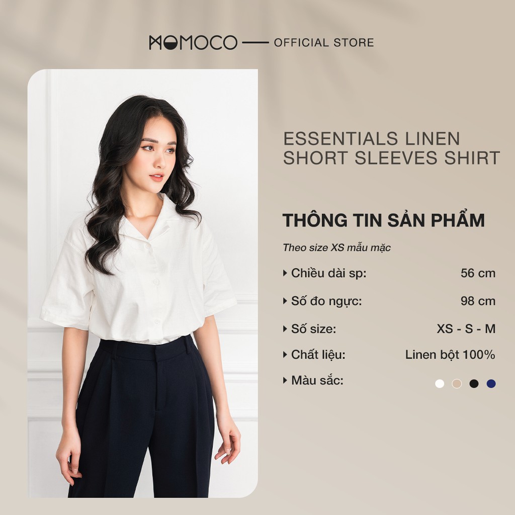 Áo Sơ Mi Cộc Tay Nữ MOMOCO Chất Linen, Cổ Ve Thoáng Mát ESSENTIALS Blend Short Sleeve Shirt - M2771