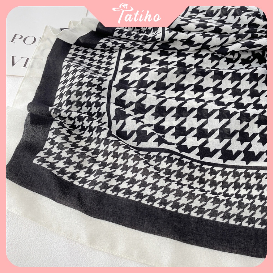 Khăn Choàng Quàng Cổ Lụa Cao Cấp Caro Sang Trọng - Chất Liệu Lanh - 90x190cm - Mã KS006