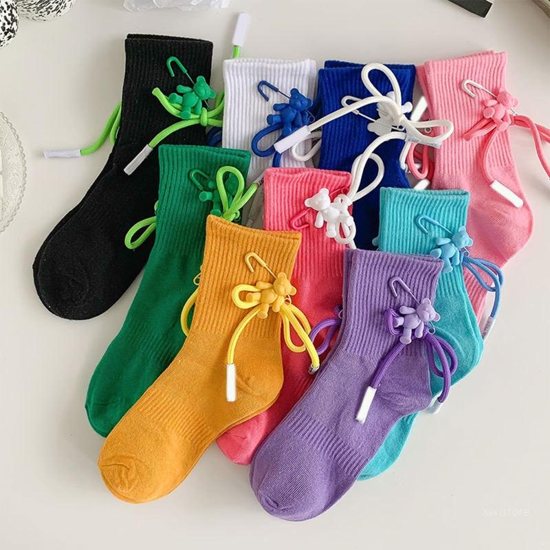 Xixi Đôi Vớ Cotton Thoáng Khí Họa Tiết Gấu Hoạt Hình Sáng Tạo Vui Nhộn Dành Cho Nữ