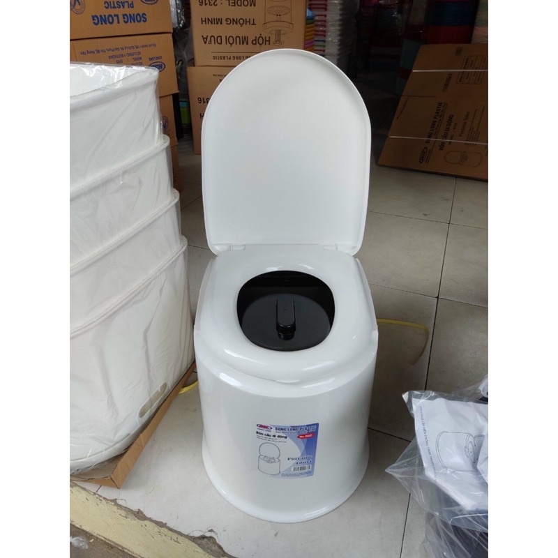 Bô vệ sinh di động cho người già người bệnh bà bầu có chân đế cao su chống trượt Nhua Song long