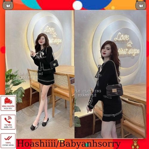 SET ÁO LEN TAG NƠ MIX CHÂN VÁY SIÊU PHẨM CỰC XINH XẮN