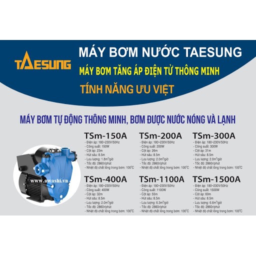Máy bơm tăng áp siêu êm Taesung TSM 150W - 1500W chất lượng cao