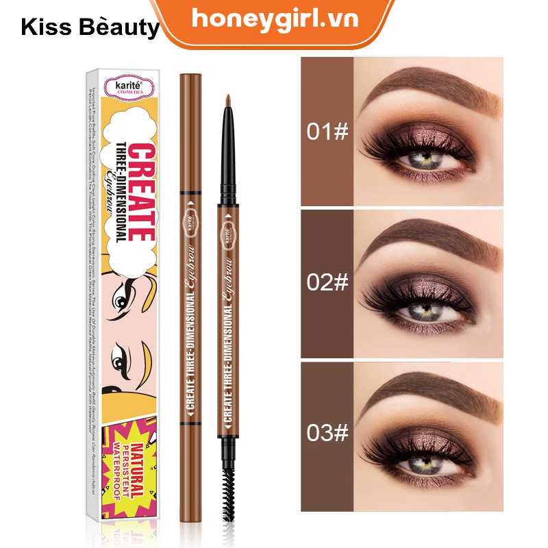 (Hàng Mới Về) Chì Kẻ Lông Mày Hai Đầu Không Thấm Nước Và Mồ Hôi Kiss Beauty