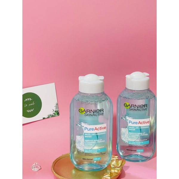 Nước tẩy trang mặt, mắt, môi Garnier Pure Active Micellar Cleansing Water 125ml (Mỹ)