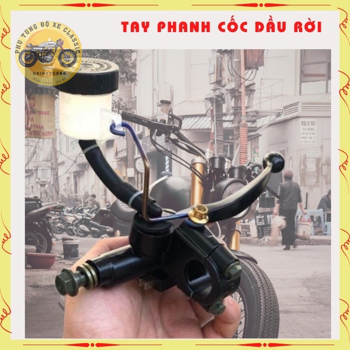 Tay phanh cốc dầu tròn rời tặng pat giữ bình dầu Tay phanh độ xe máy cafe racer Gn125 Win