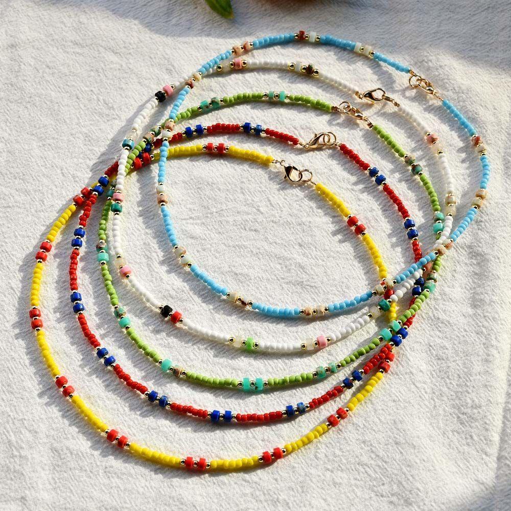 Vòng cổ Phong Cách Bohemian Đơn Giản Thời Trang|Vòng cổ Chuỗi Hạt Nhiều Màu Sắc Dễ Thương