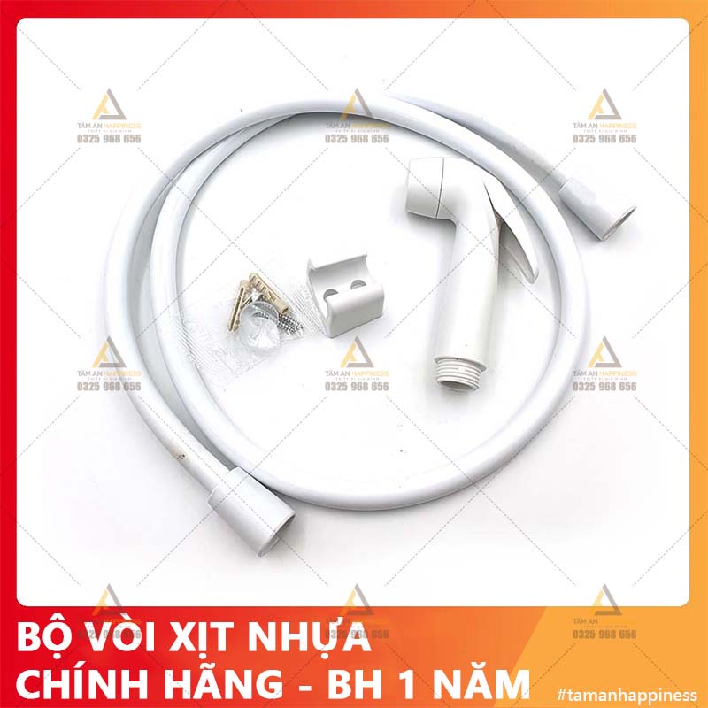 Bộ xịt vệ sinh chính hãng, xịt bồn cầu nhựa cao cấp, kèm dây dẫn 1.2m và đế cài. Bảo hành đổi mới 1 năm