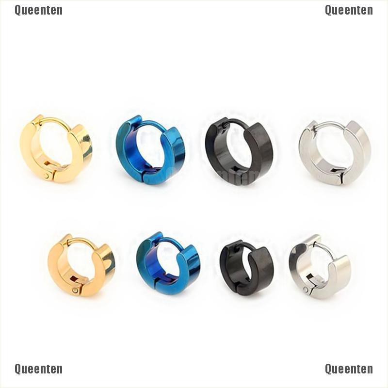 ★Queen★1 Pair PUNK Men Women Hoop Ear Stud Stainless Steel Earring Hoop Piercing