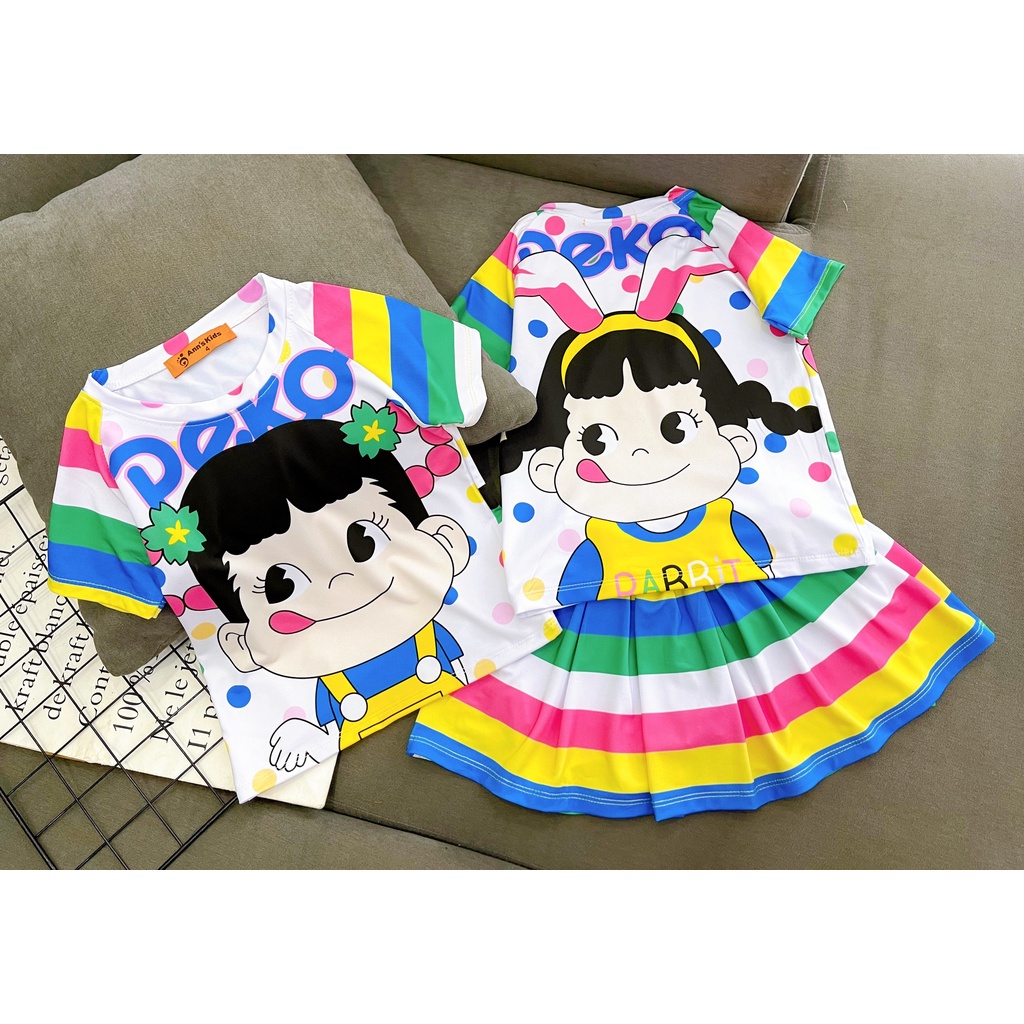Váy Cho Bé Gái Set Áo Váy Đầm Liền Quần Thun Lạnh 3D Dễ Thương Size Nhí Đại 9-43 Kg In Hình Hot Trend Homie Kids