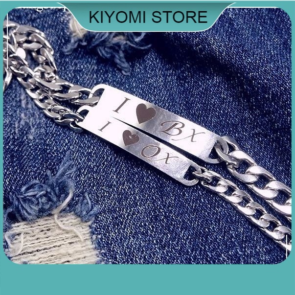 Lắc Tay Dây Xích Cặp Inox Khắc Tên Theo Yêu Cầu KIYOMI STORE