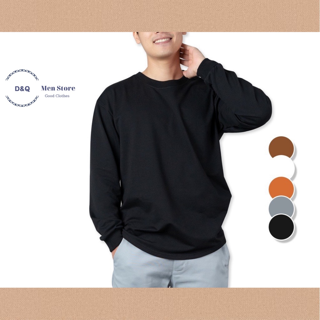 Áo dài tay nam D&Q MEN STORE Basic Sweater vạt bầu Layer Sweater 5 màu trơn | BigBuy360 - bigbuy360.vn