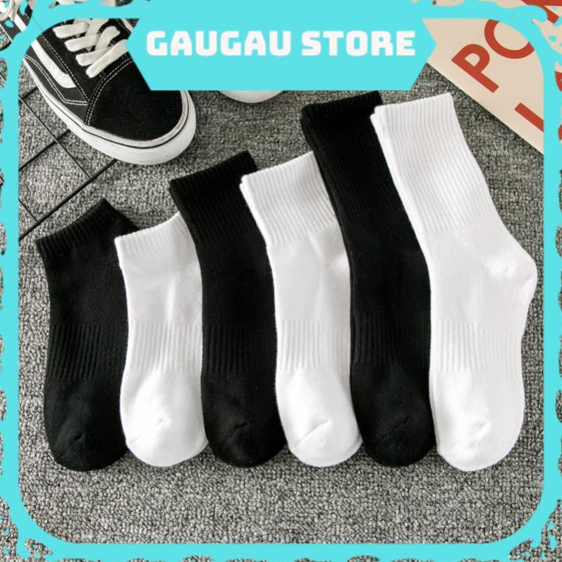 Tất Nam Nữ Cổ Ngắn, Cao, Trung Màu Đen Trắng Unisex Co Giãn Bốn Chiều Cao Cấp