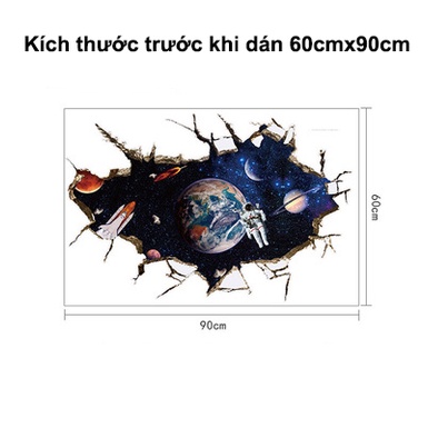Decan dán tường đẹp, Decan 3D hình vũ trụ, tranh dán tường trang trí phòng cho bé SK9066A