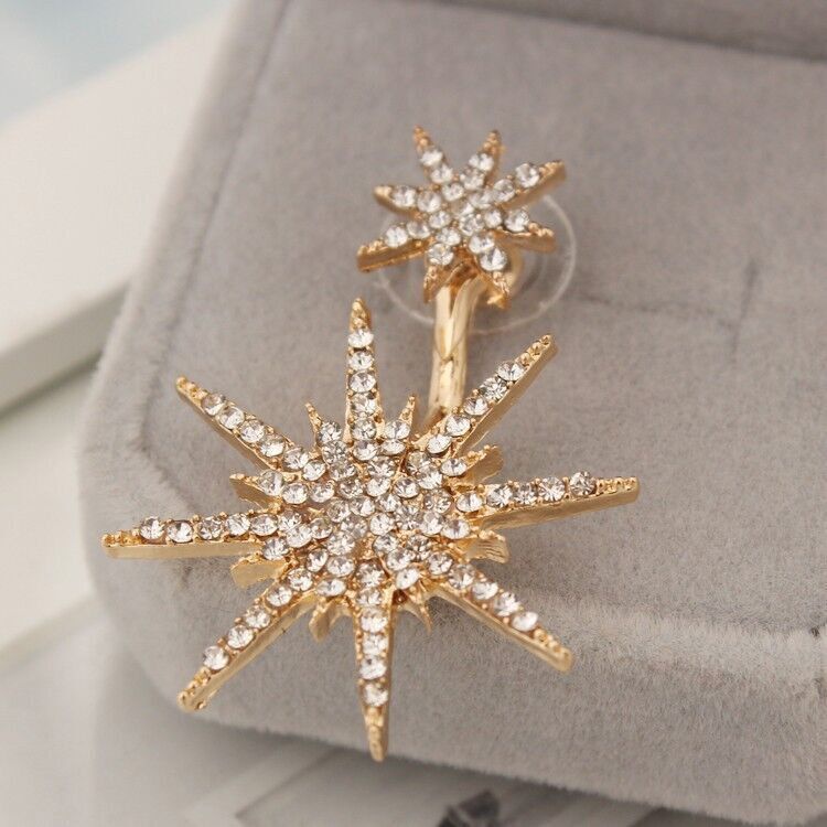 Khuyên Tai Ngôi Sao Sáu Cánh Đính Đá Thời Trang Nữ