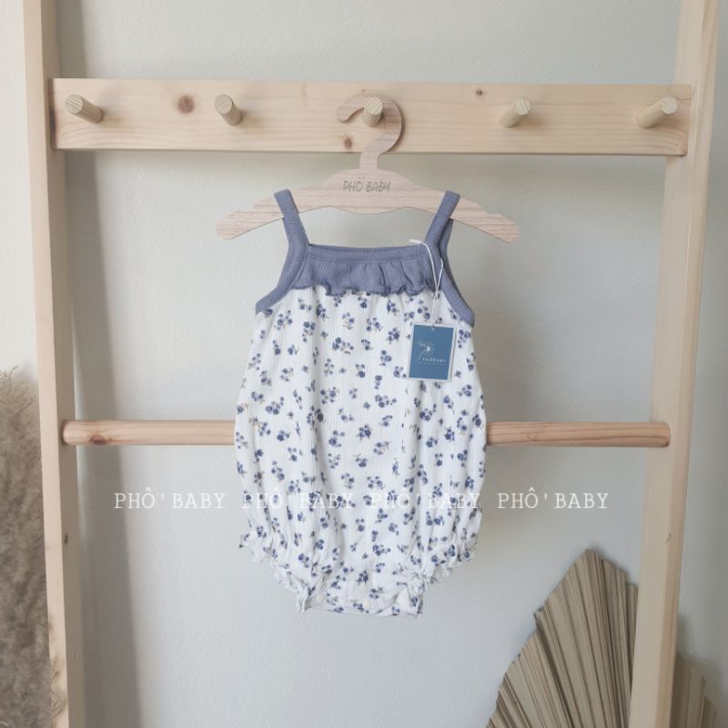 Bodysuit 2 dây vải thông hơi thoáng mát mùa hè, họa tiết  hoa nhí tươi mát dễ thương cho bé gái