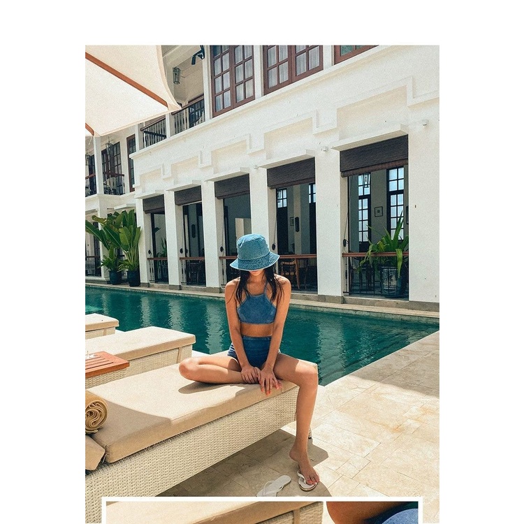 [Bikini] Bộ Đồ Bơi Phong Cách Denim Retro Quyến Rũ Thời Trang Mùa Xuân Dành Cho Nữ