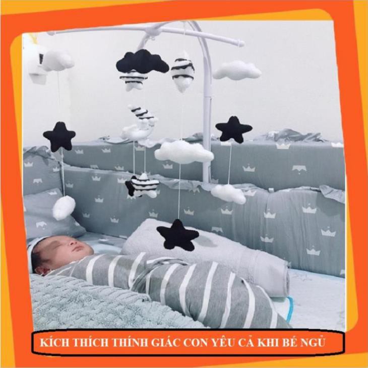 Treo Nôi Đen Trắng Khung J Hộp Nhạc Cót 1 Bài -  Đồ Chơi giáo Dục Sớm Montessori
