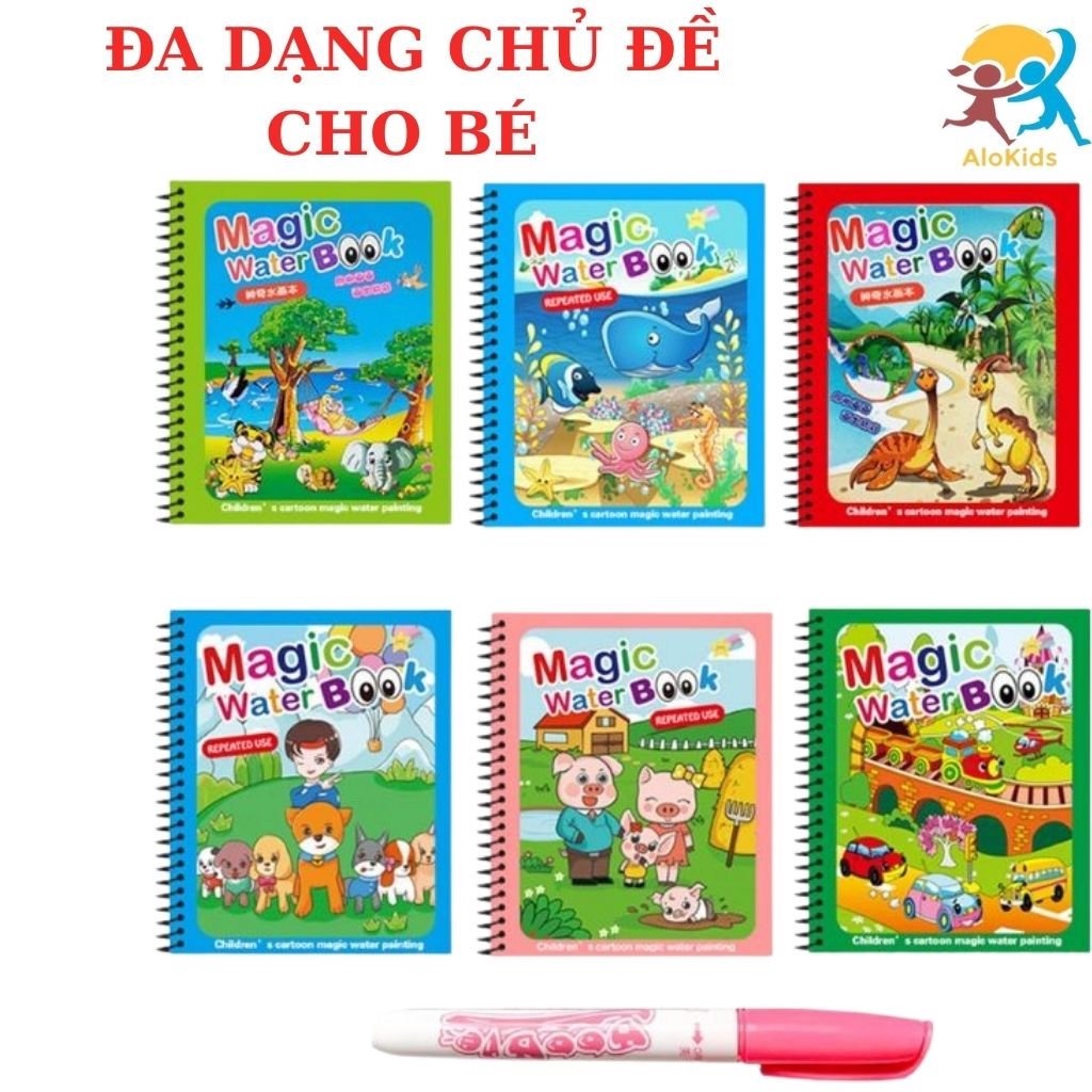 Đồ Chơi Tranh Tô Màu Nước Ma Thuật Thần Kỳ Bút Tô Không Giới Hạn Đa Dạng Chủ Đề Cho Bé, Alokidstb