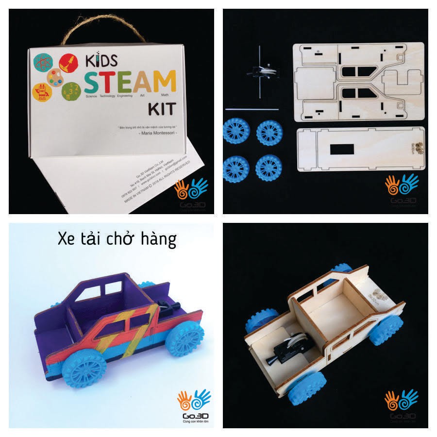 Xe tải lắp ghép bằng gỗ, chạy cót