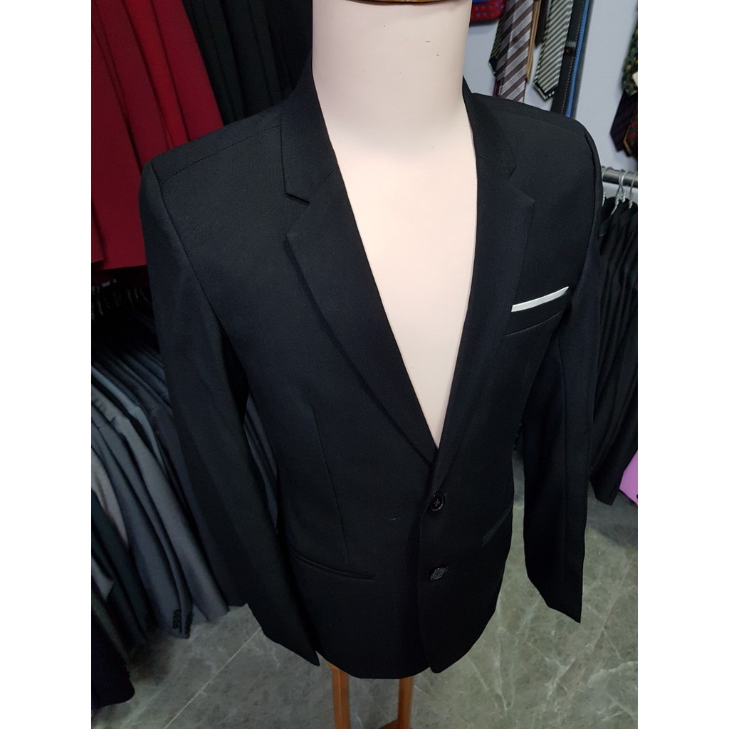 Bộ vest trung niên kiểu 2 nút chất vải dày mịn (áo vest + quần + cà vạt + kẹp cà vạt)