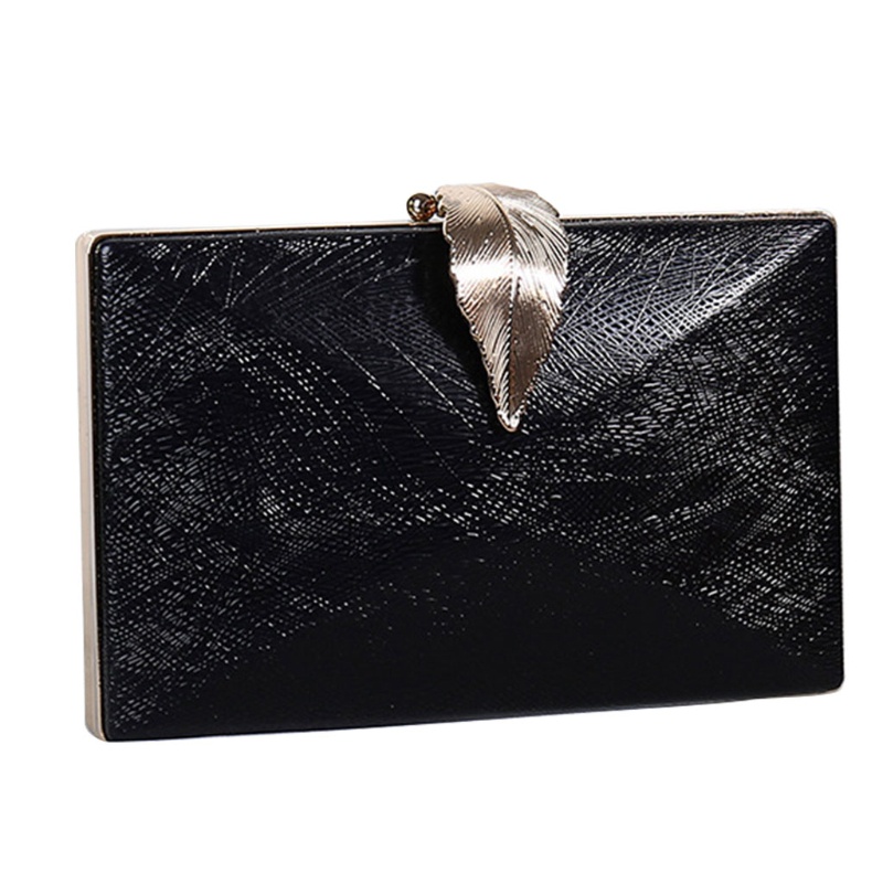 Ví Cầm Tay Bằng Da Giả Khóa Kim Loại Hình Chiếc Lá Lấp Lánh Dành Cho Nữ