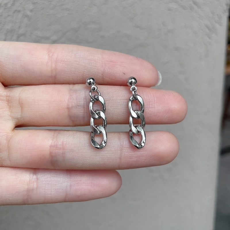 Khuyên Tai Dây Xích Bằng Kim Loại Phong Cách Hip Hop Đơn Giản Thời Trang Cho Nữ