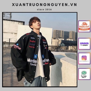 Áo khoác bomber jacket varsity kaki nam nữ in hình + chữ cực chất phong cách Unisex [ Có ảnh thật ở sau ]