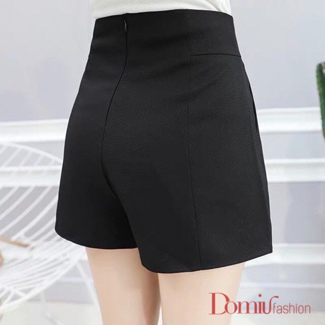 Quần sooc đùi vải cạp cao cho nữ, quần short cạp cao - Domiu