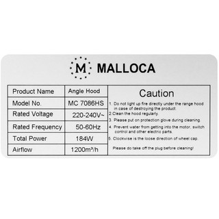 Máy hút mùi áp tường Malloca MC7086HS