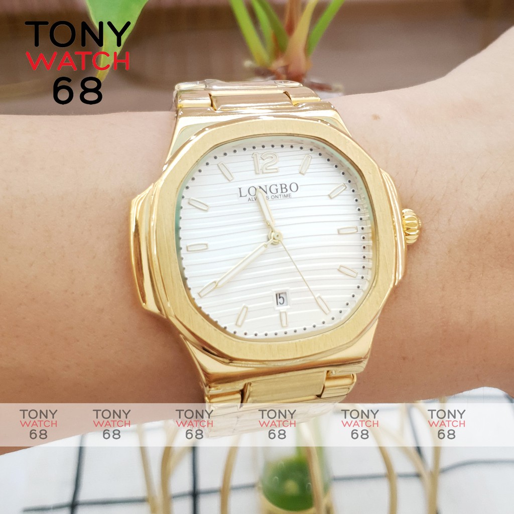 Đồng hồ nam Longbo mặt vuông dây kim loại chính hãng chống nước Tony Watch 68