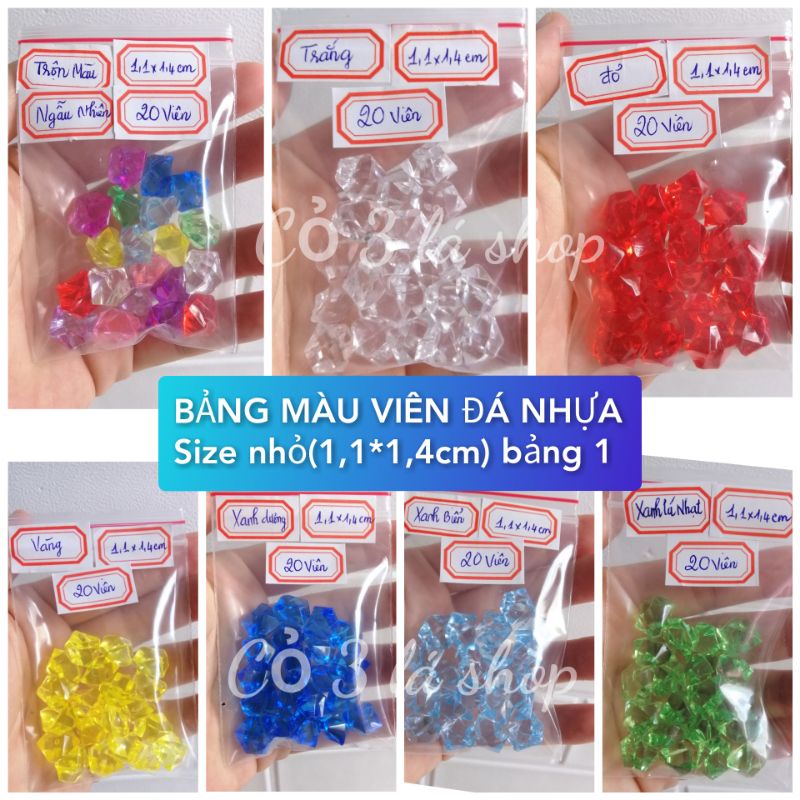 Set 10 hoặc 20 Viên đá nhựa giả pha lê màu, phụ kiện trang trí phông nền chụp ảnh ảnh, thả bể cá,trang trí lọ thủy tinh