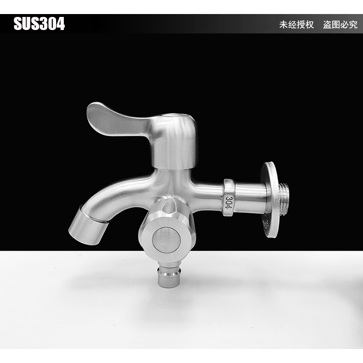 Vòi Nước 2 Đầu Bằng Thép Không Gỉ 304 Hai Đầu Màu Đen Gắn Tường / Bồn Rửa Chén