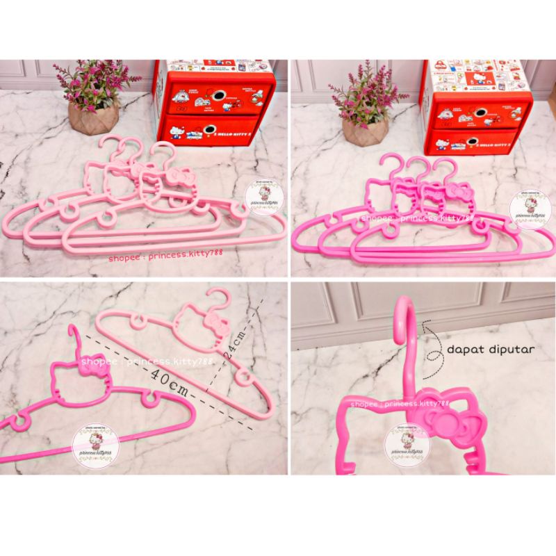 Bộ 3 móc treo quần áo người lớn - 1 SET | Áo thun ngắn tay in chữ HELLO KITTY/HANGER