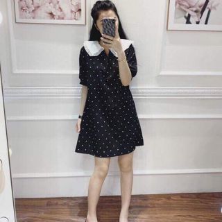 VÁY CỔ SEN CHẤM BI BÁNH BÈO