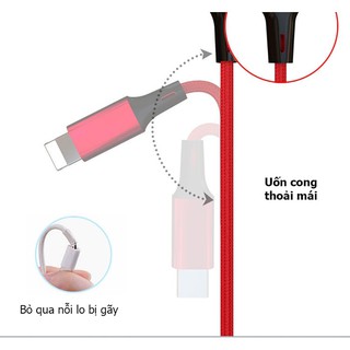 Cáp Sạc 3 Đầu Type C,,Micro USB Siêu Bền