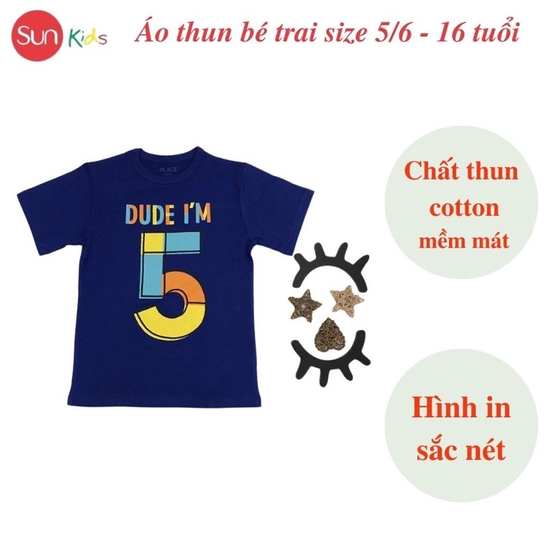 Áo thun bé trai xuất xịn, áo phông cho bé trai, mềm mát, size 5,6-16 tuổi, - SUNKIDS1