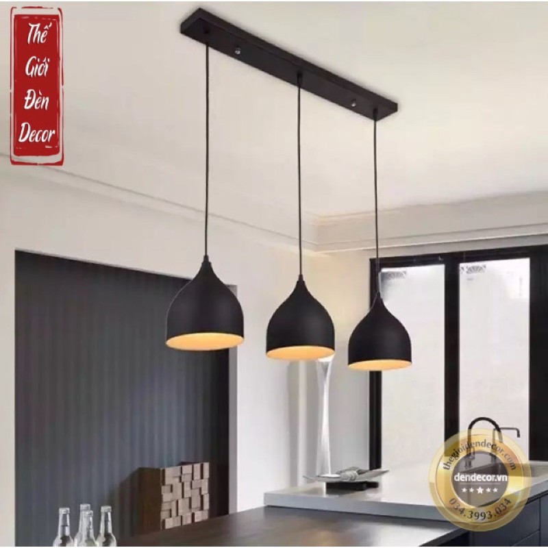 Bộ đèn trang trí bàn ăn T100 , đèn thả bộ 3 bàn ăn nhà bếp hiện đại tặng kèm bóng