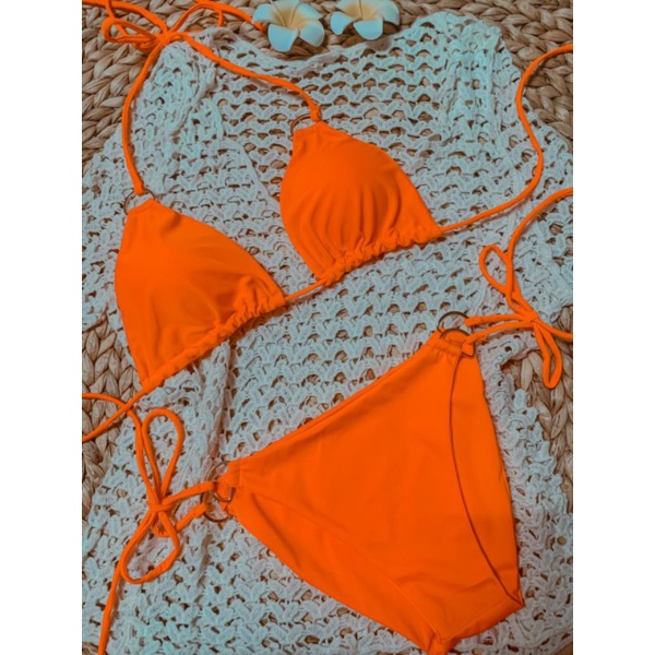 Bikini hai mảnh  tam giác phối khoen,kiểu dáng basic hình thật