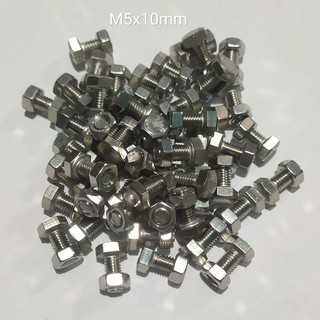 M5x10mm, M5x15mm, M5x20mm INOX 304 COMBO 50 Bộ Bulong ( bulong 5mm và đai ốc)