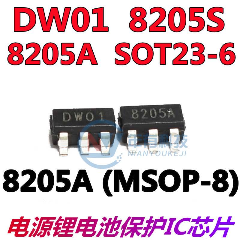 Chip Bảo Vệ Pin Lithium Dw01a/fs/ceg/8205s/8205a/dw01d SOT23-6/MSOP-8