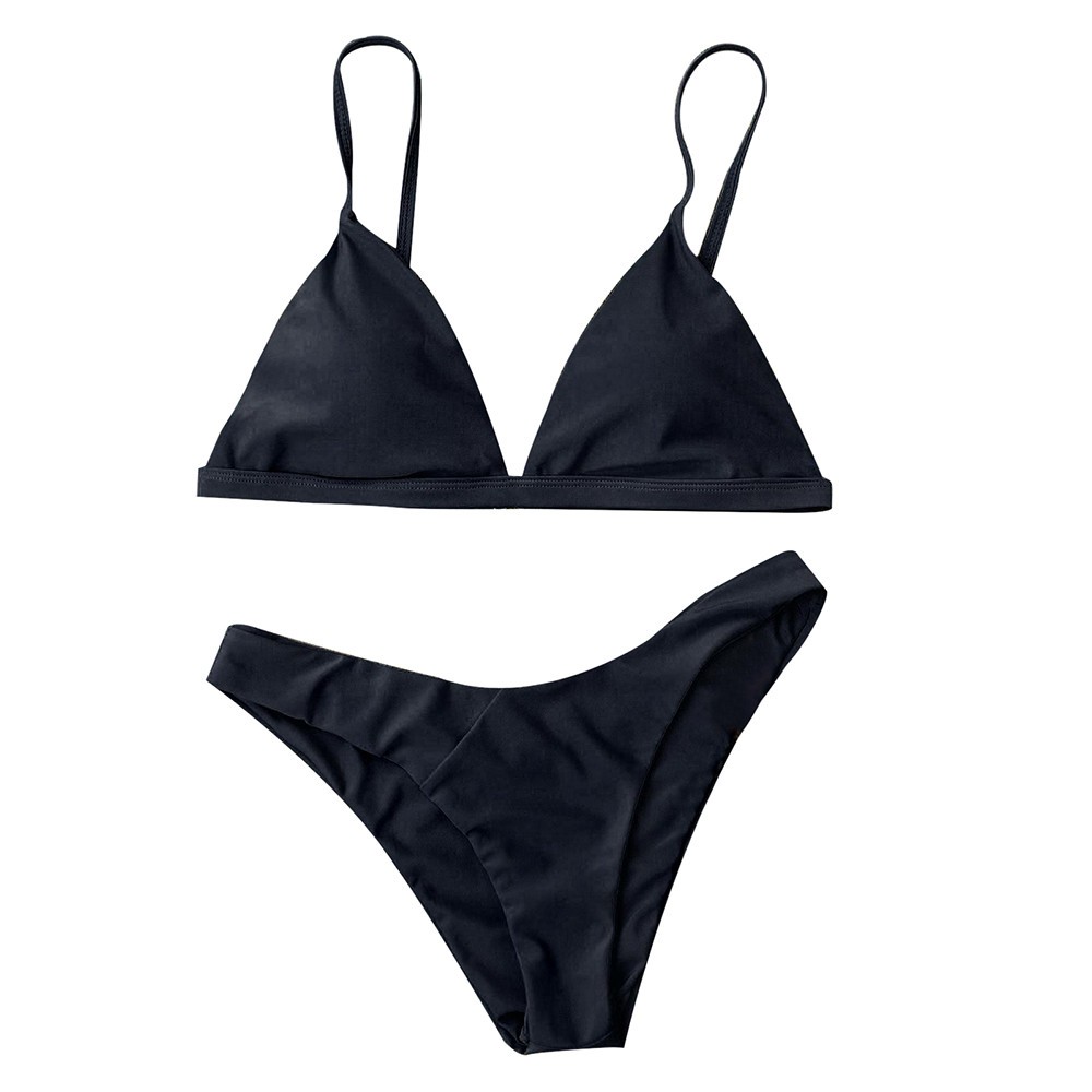 Bộ đồ bơi 2 mảnh màu trơn kèm mút nâng ngực thiết kế tiện lợi | BigBuy360 - bigbuy360.vn