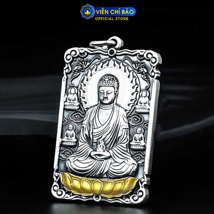 Mặt dây chuyền bạc nam Phật bản mệnh 12 con giáp khắc Lục Tự Chùy Kim Cang chất liệu bạc Thái 925 Viễn Chí Bảo M100481