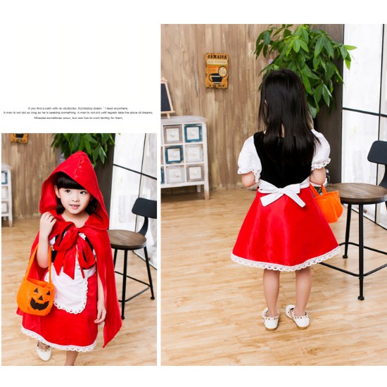 Trang phục hóa trang cô bé quàng khăn đỏ nhân dịp halloween cho bé gái