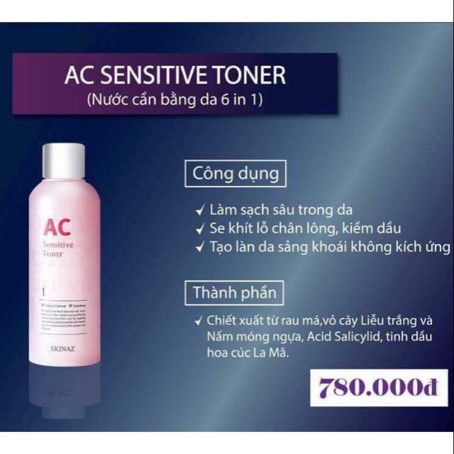 NƯỚC HOA HỒNG HÀN QUỐC (TONER ) AC SKINAZ