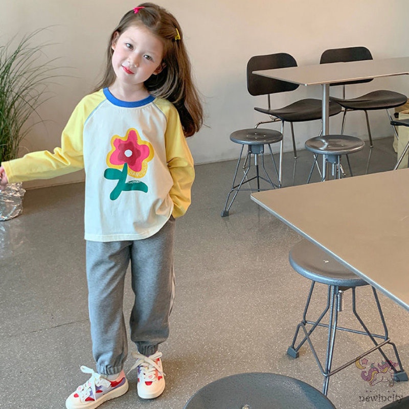 Áo Thun Dài Tay In Hoa Cho Bé Gái