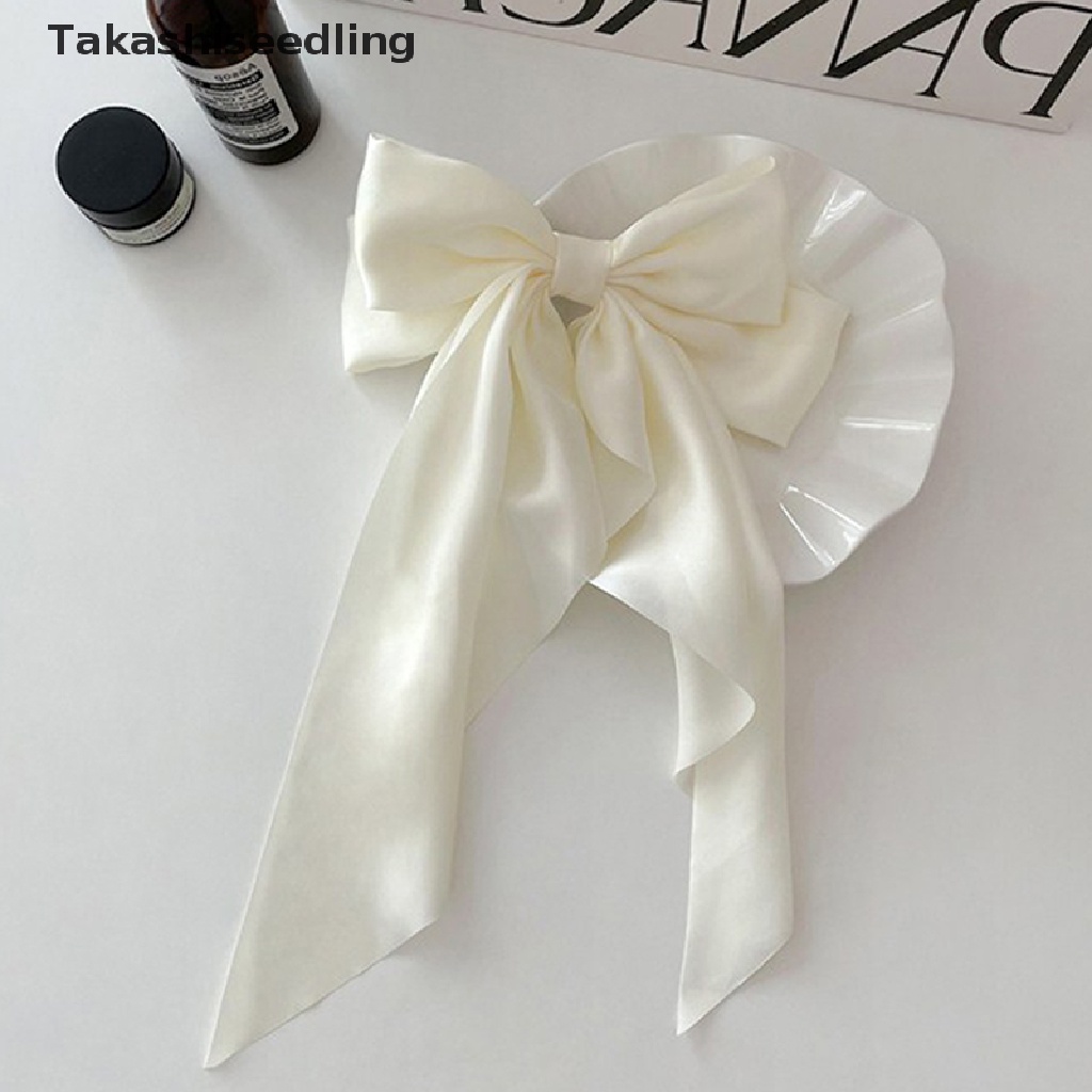 Kẹp tóc cố định nơ ruy băng đơn giản thanh lịch cố định bằng satin