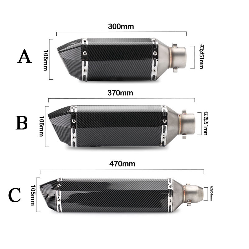 Ống Xả Bằng Sợi Carbon Cho Xe Mô Tô 38-51MM