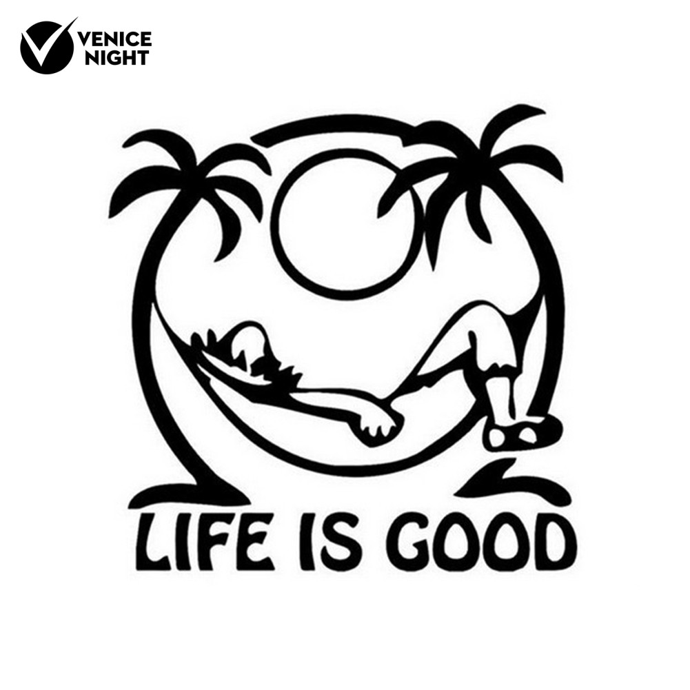 Decal dán trang trí phản quang " Life is good " cho xe hơi / xe tải