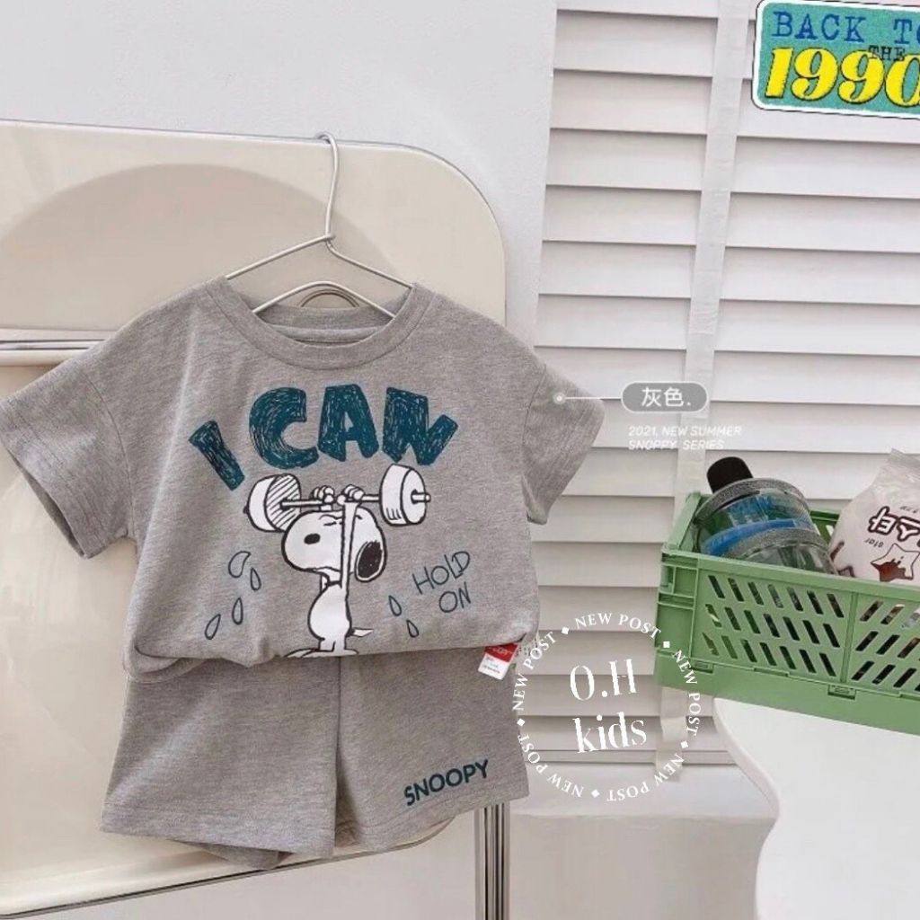 Bộ quần áo cho bé trai, bộ cộc tay cotton in hình chú Cún cho bé từ 6-20kg