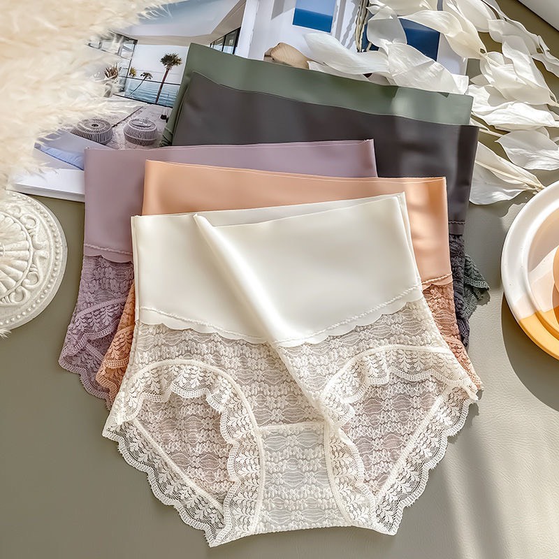 Quần lót su ren hoa cạp cao gen bụng kháng khuẩn 418